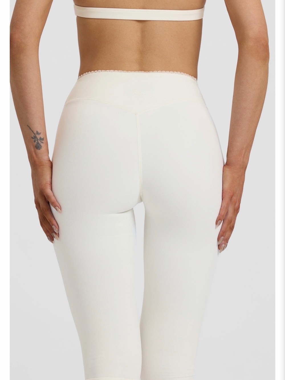 White Halter Bralette & High-Waist Legging Set - Picture 5 of 7